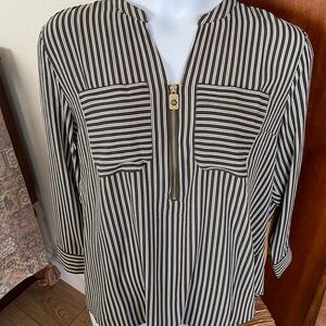 MICHAEL Michael Kors Black and White Striped Blouse